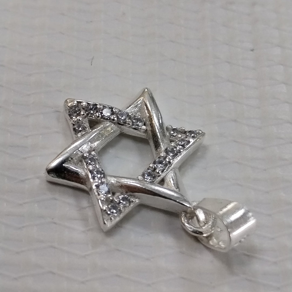 DIJE ESTRELLA DE DAVID C/CIRCONIAS PLATA .925 2.7 GR (NUEVO)