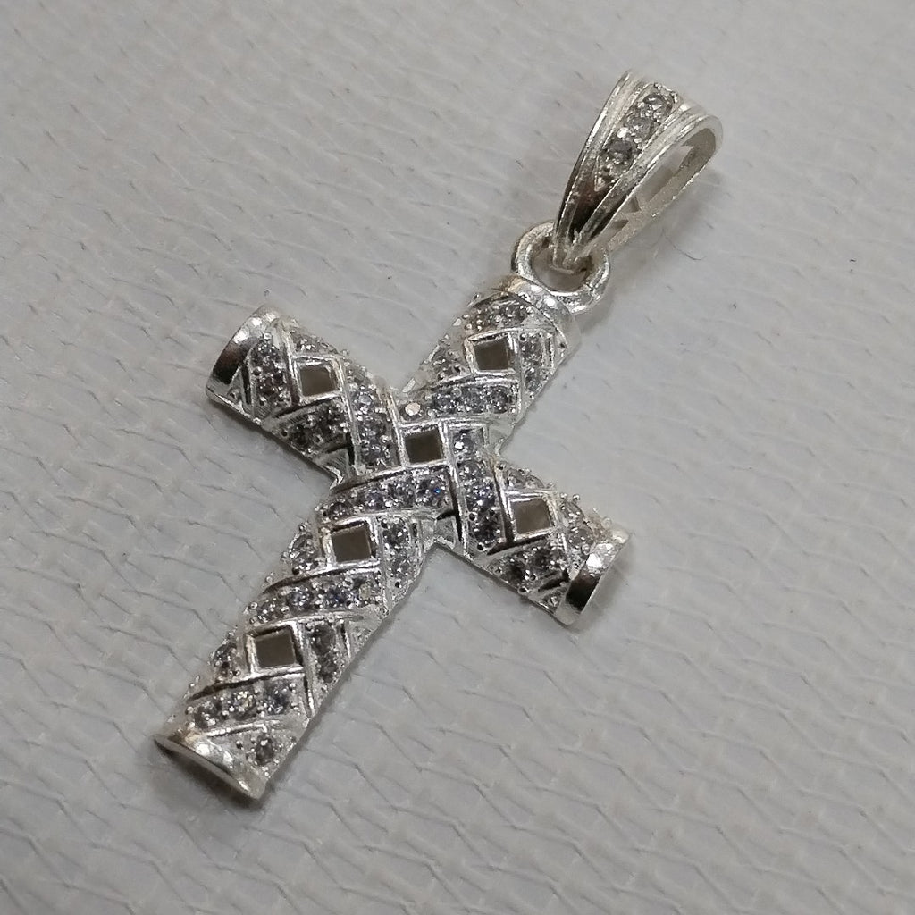 DIJE CRUZ C/CIRCONIAS PLATA .925 8 GR (NUEVO)