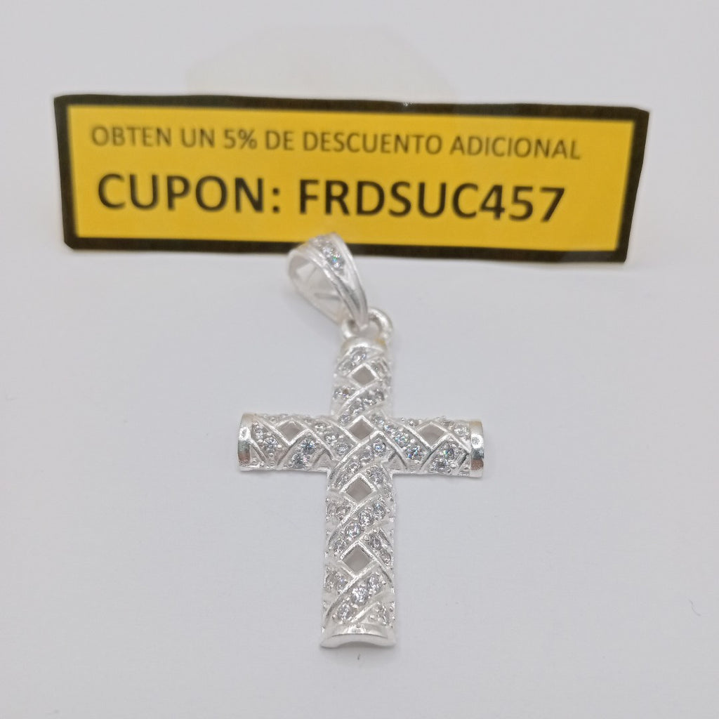 DIJE CRUZ C/CIRCONIAS PLATA .925 7.8 GR (NUEVO)