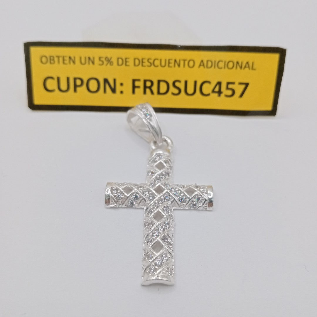 DIJE CRUZ C/CIRCONIAS PLATA .925 7.8 GR (NUEVO)