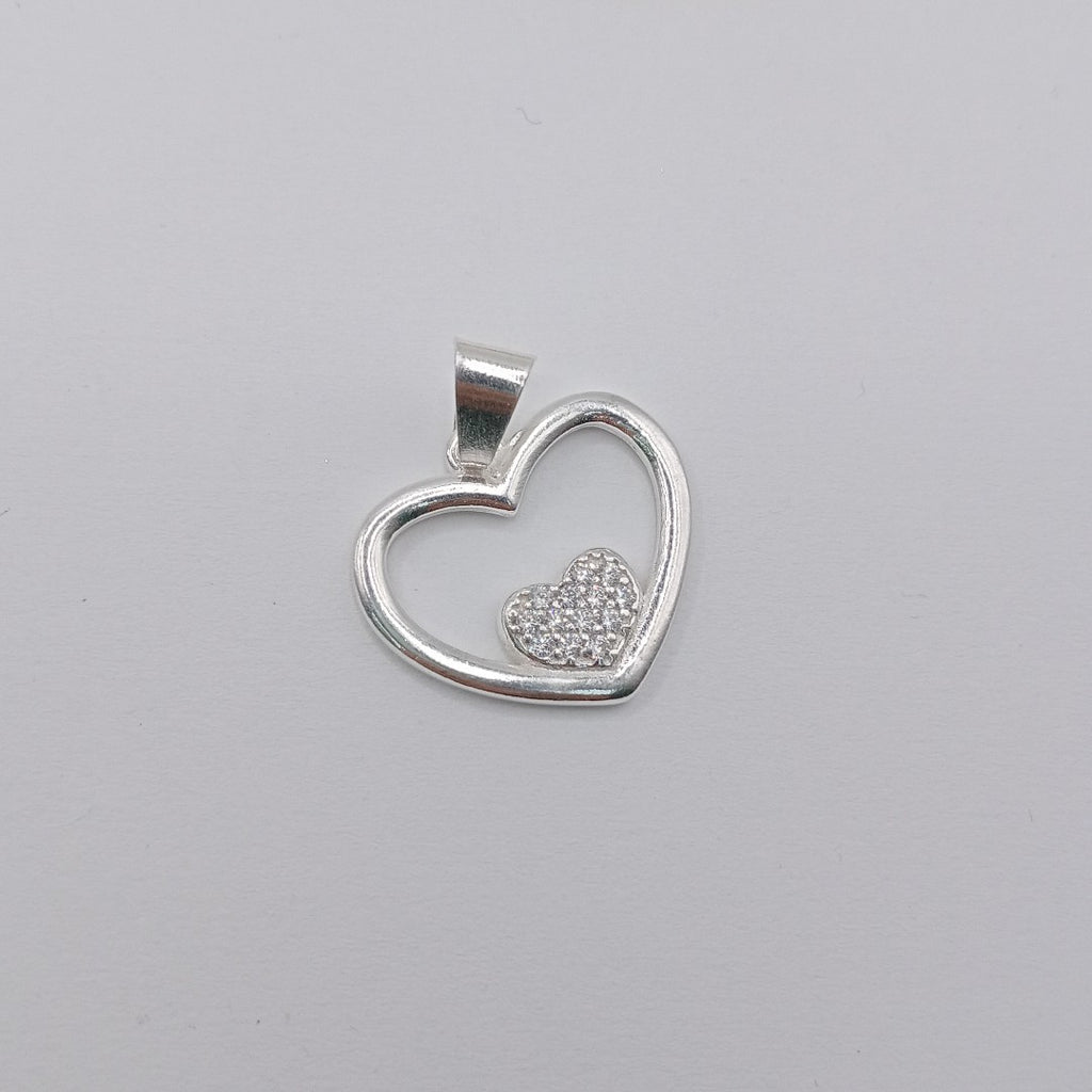 DIJE CORAZON C/CIRCONIAS PLATA .925 2.5 GR (NUEVO)