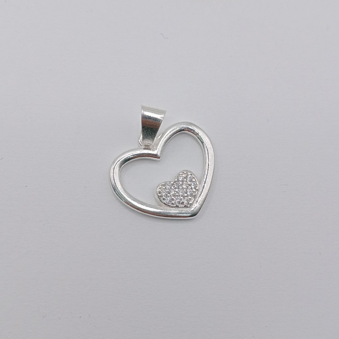 DIJE CORAZON C/CIRCONIAS PLATA .925 2.5 GR (NUEVO)