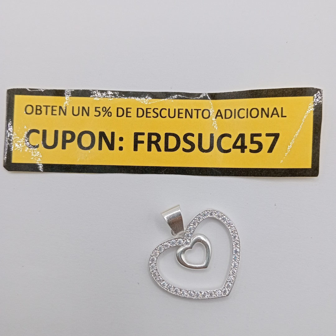 DIJE CORAZON C/CIRCONIAS PLATA .925 2.7 GR (NUEVO)