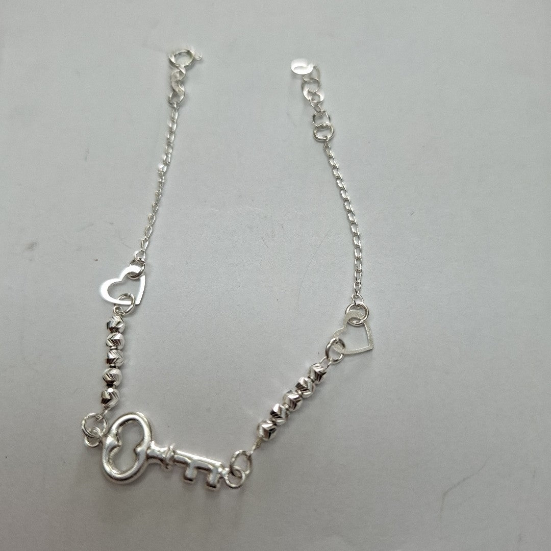 PULSERA TEJIDO LLAVE PLATA .925 18 CM 2.3 GR (NUEVO)