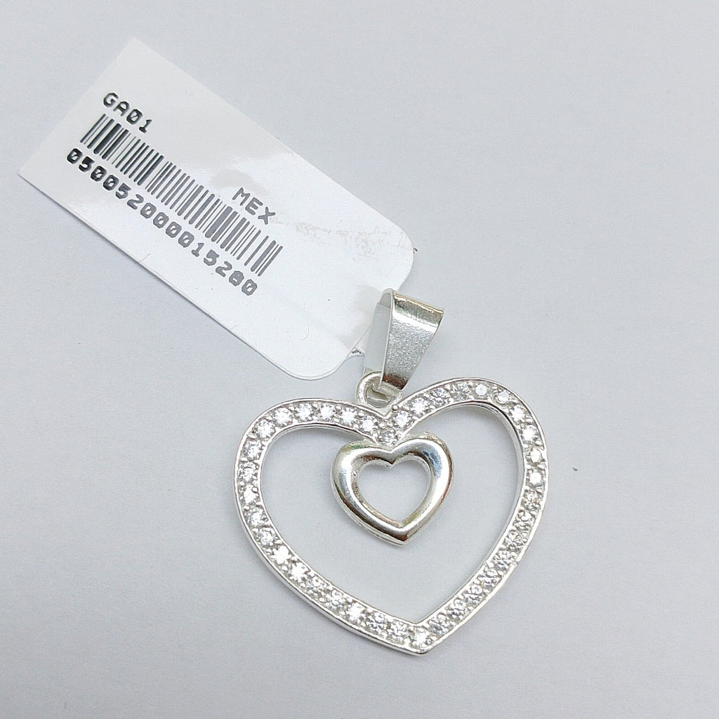 DIJE CORAZON C/CIRCONIAS PLATA .925 2.7 GR (NUEVO)