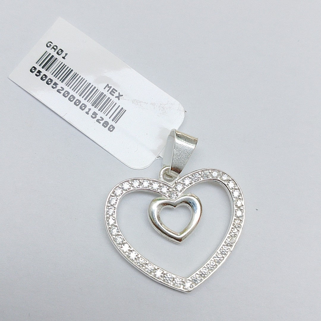 DIJE CORAZON C/CIRCONIAS PLATA .925 2.7 GR (NUEVO)