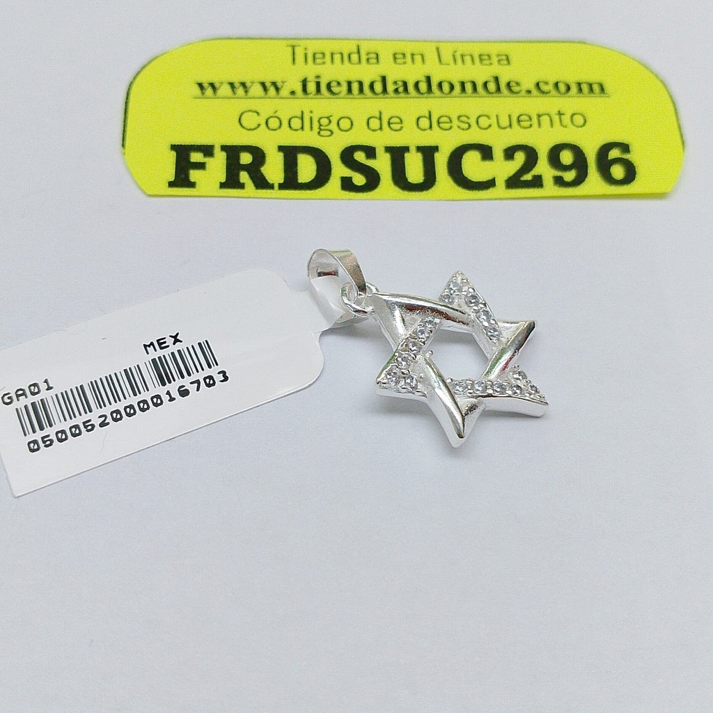 DIJE ESTRELLA DE DAVID C/CIRCONIAS PLATA .925 2.6 GR (NUEVO)