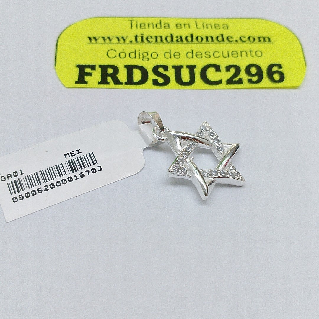 DIJE ESTRELLA DE DAVID C/CIRCONIAS PLATA .925 2.6 GR (NUEVO)