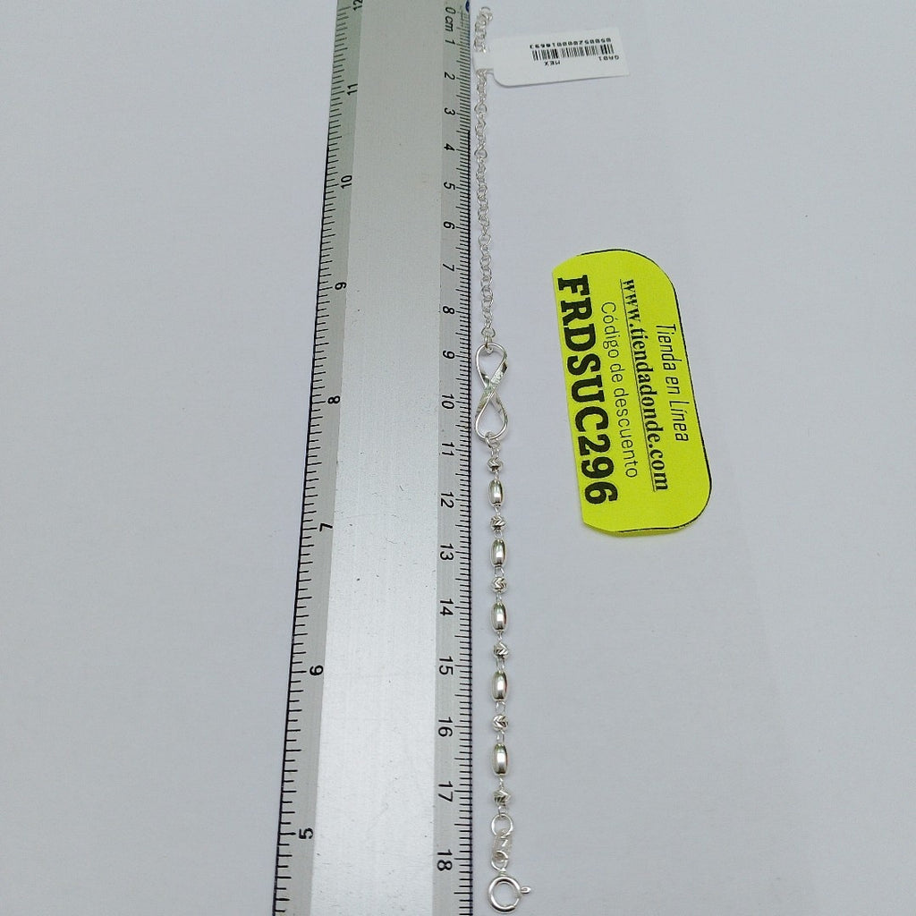 PULSERA TEJIDO INFINITO PLATA .925 18 CM 2.4 GR (NUEVO)
