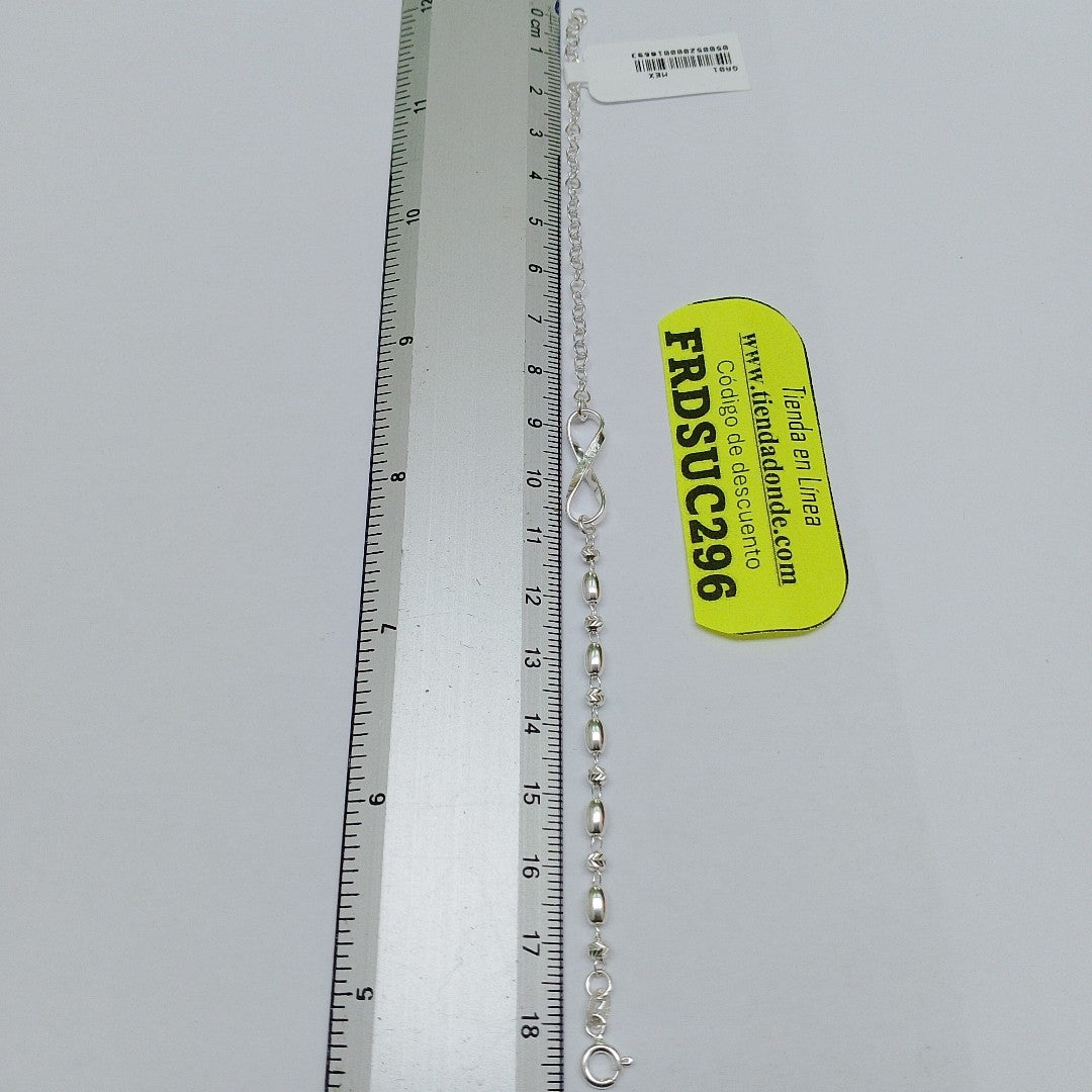 PULSERA TEJIDO INFINITO PLATA .925 18 CM 2.4 GR (NUEVO)