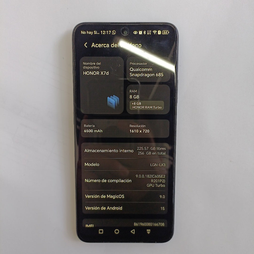 CELULAR HONOR X7D LGN-LX3 (2025) 256 GB 8 GB RAM (SEMINUEVO)