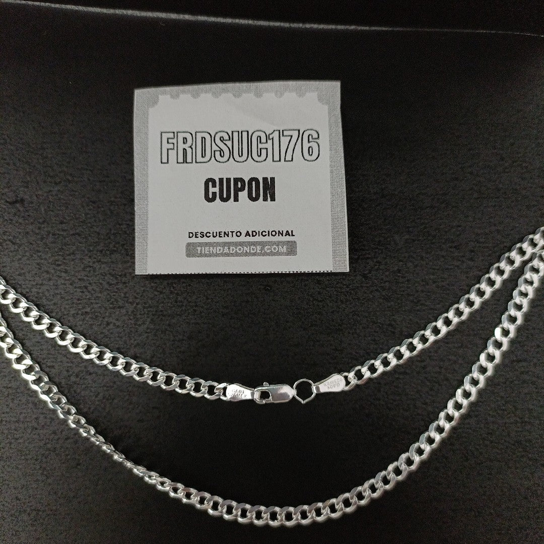 CADENA TEJIDO BARBADO PLATA .925 60 CM 14 GR (NUEVO)