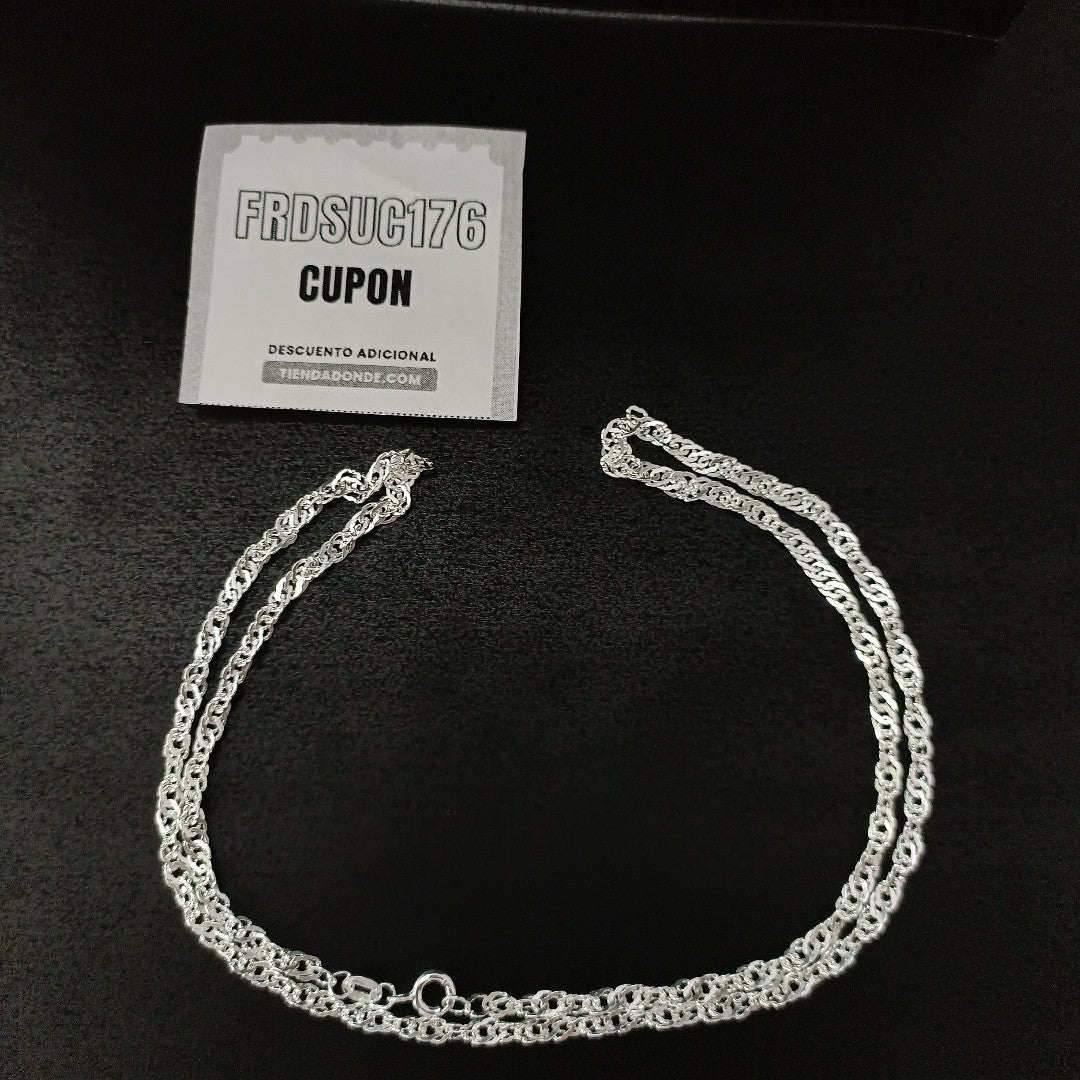 CADENA TEJIDO MEDIO TORZAL PLATA .925 55 CM 5.8 GR (NUEVO)