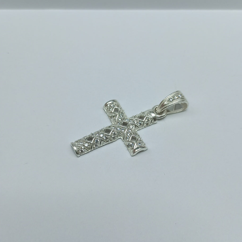 DIJE CRUZ C/CIRCONIAS PLATA .925 8.2 GR (NUEVO)