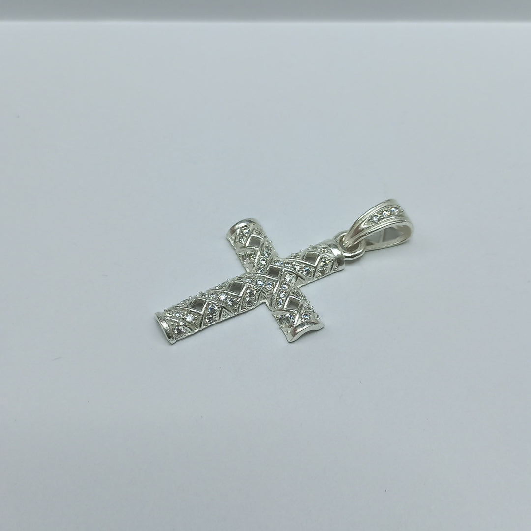 DIJE CRUZ C/CIRCONIAS PLATA .925 8.2 GR (NUEVO)