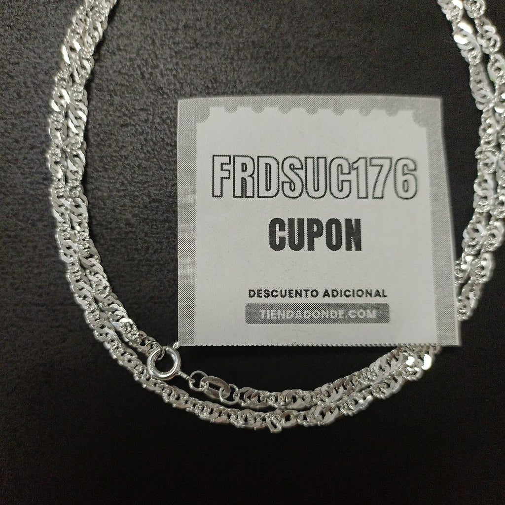 CADENA TEJIDO MEDIO TORZAL PLATA .925 55 CM 6.2 GR (NUEVO)