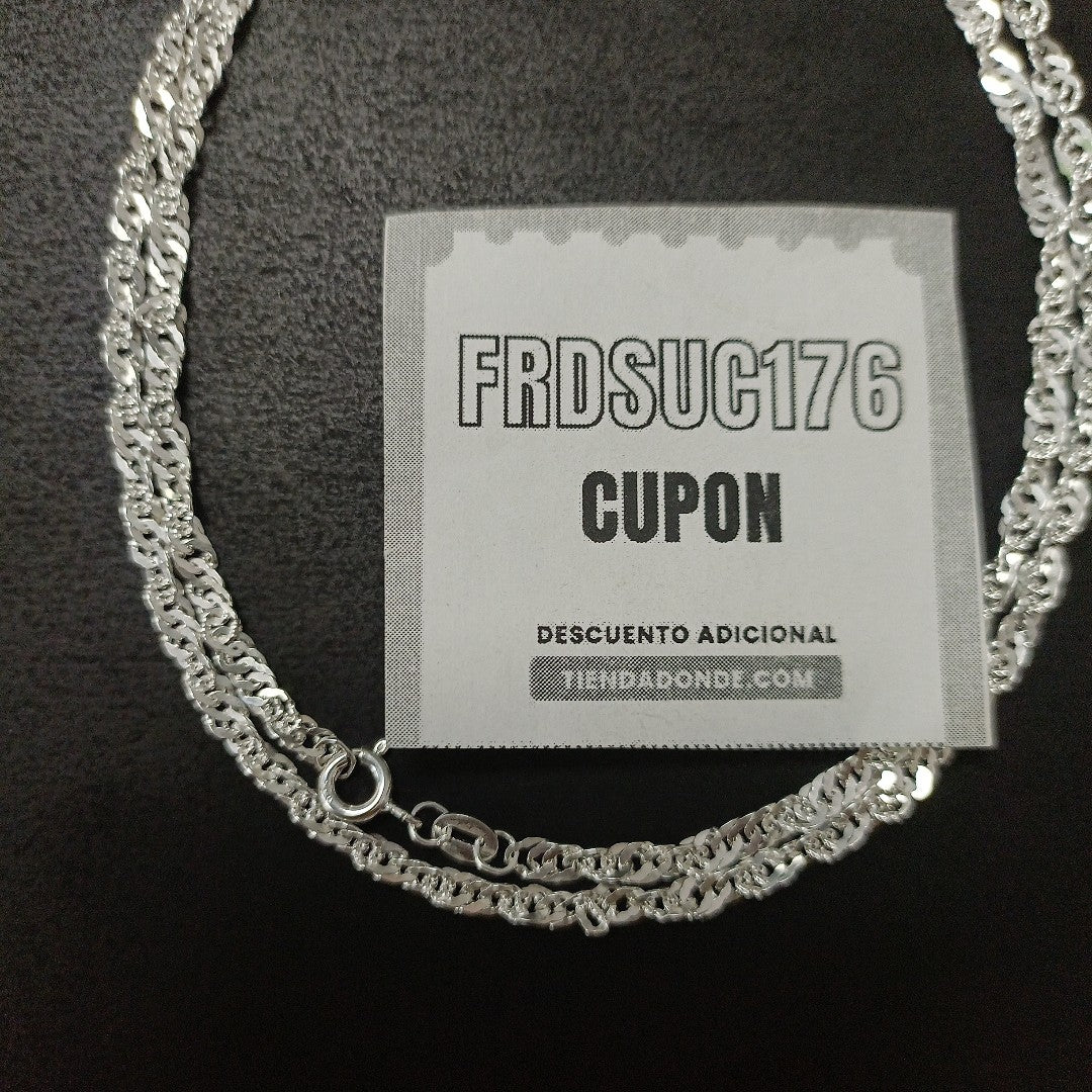 CADENA TEJIDO MEDIO TORZAL PLATA .925 55 CM 6.2 GR (NUEVO)