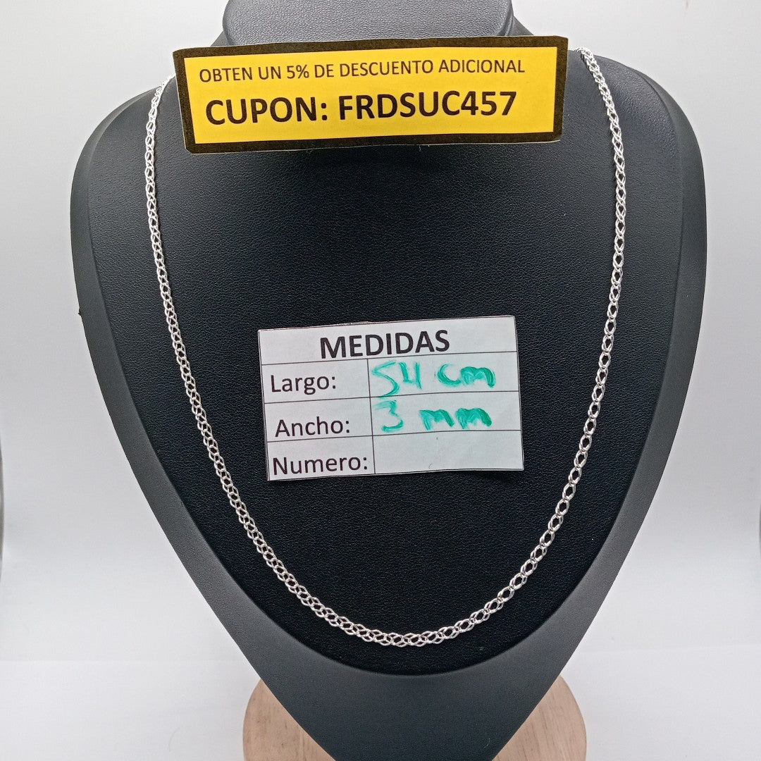 CADENA TEJIDO ESLABONES PLATA .925 55 CM 4 GR (NUEVO)