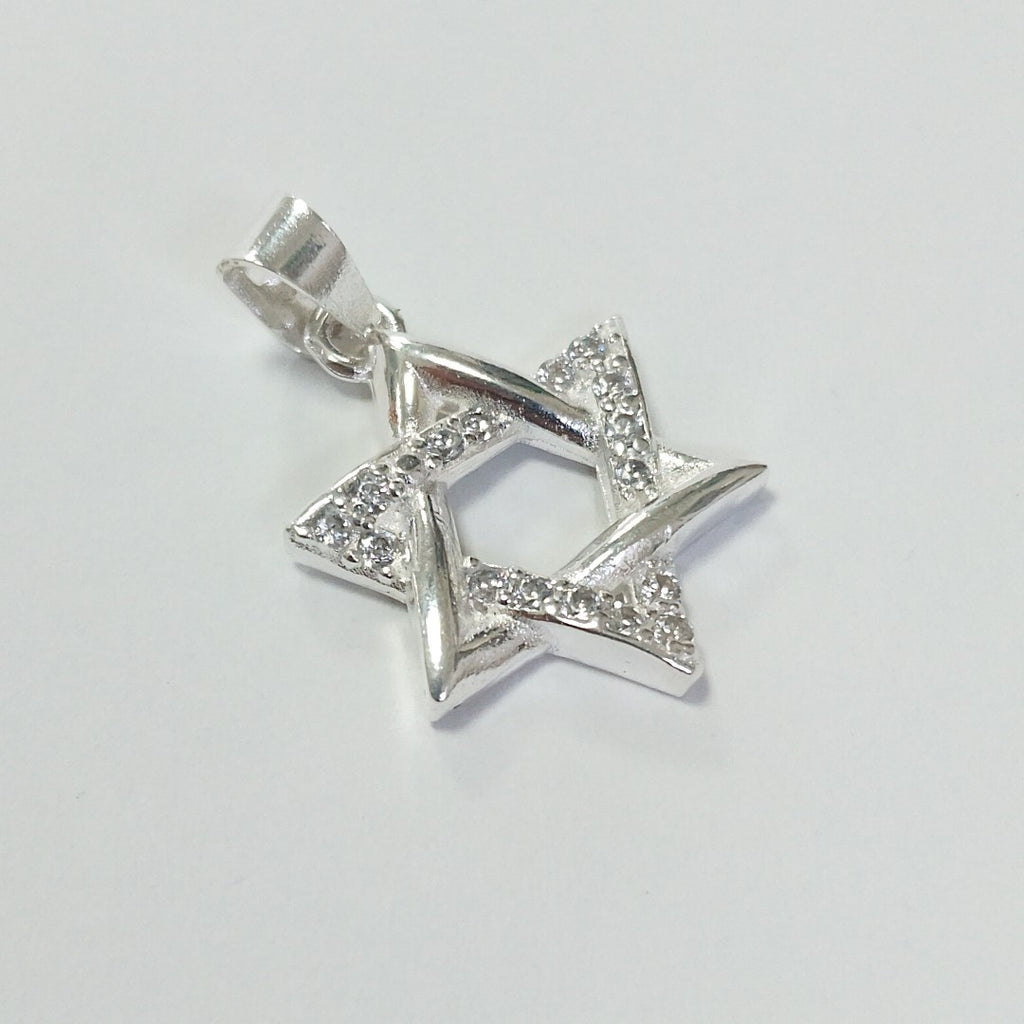 DIJE ESTRELLA DE DAVID C/CIRCONIAS PLATA .925 2.7 GR (NUEVO)