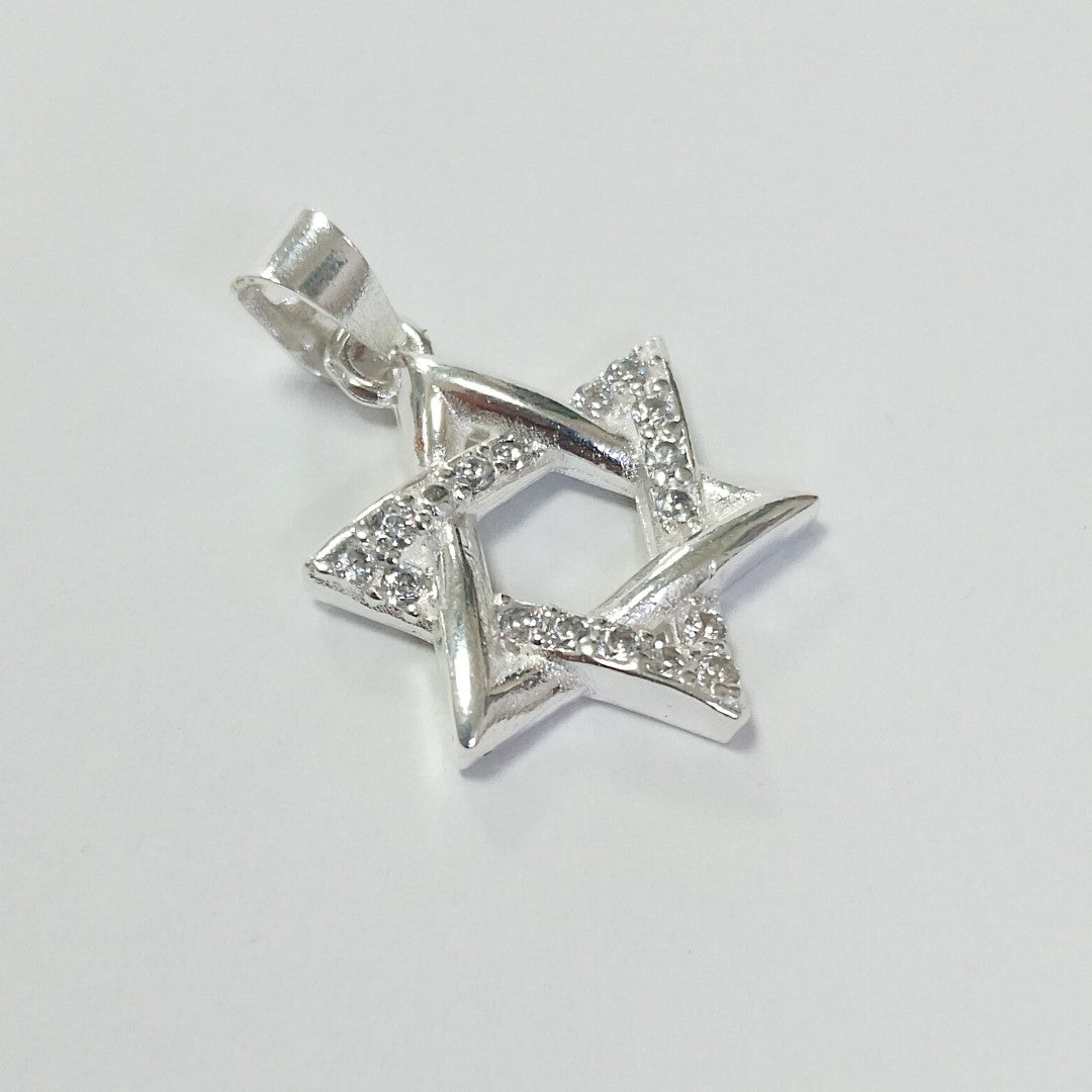 DIJE ESTRELLA DE DAVID C/CIRCONIAS PLATA .925 2.7 GR (NUEVO)