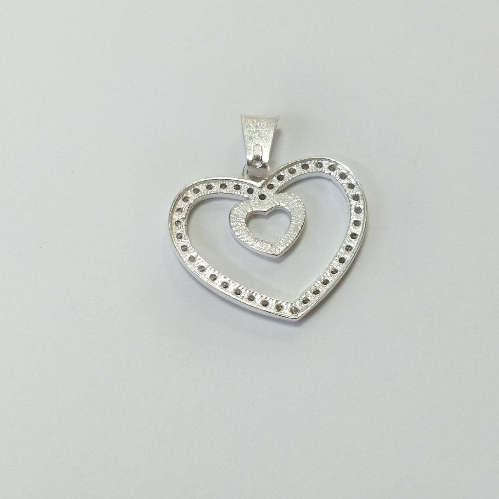 DIJE CORAZON C/CIRCONIAS PLATA .925 2.7 GR (NUEVO)