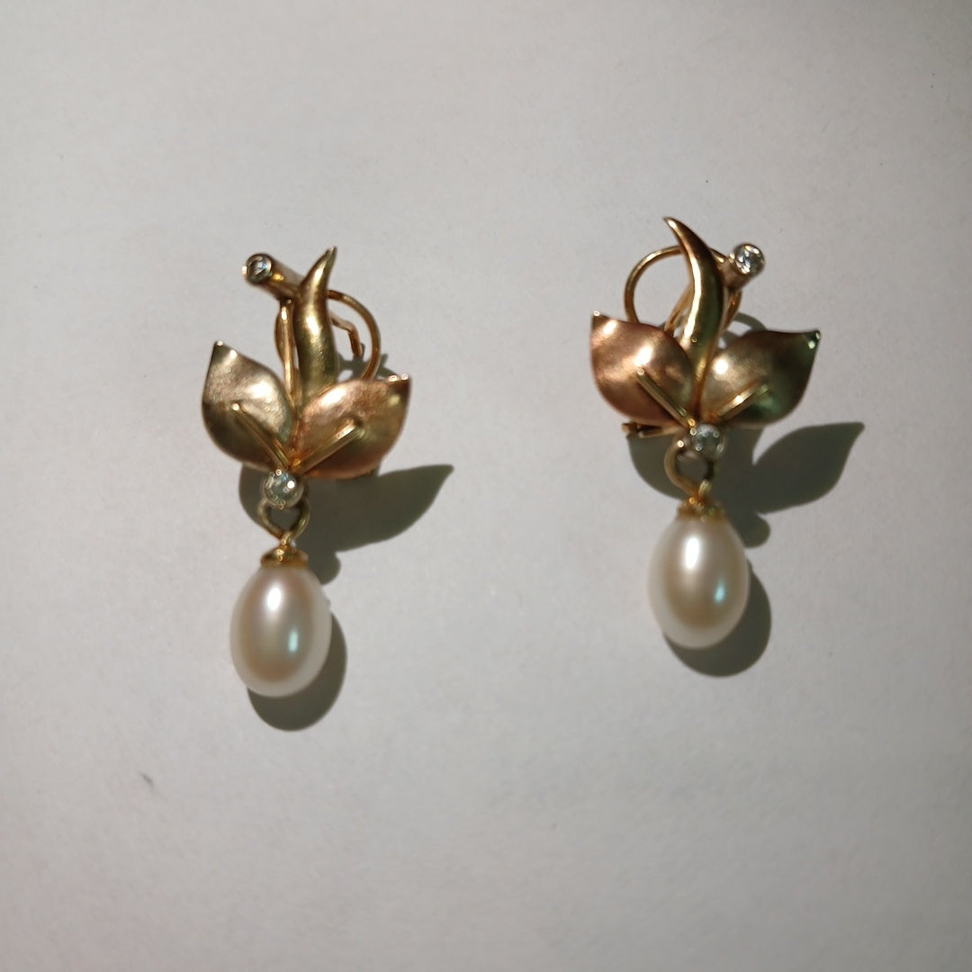 ARETES PAR ORO, ORO COMBINADO 14 K 4.9 GRMS (SEMINUEVO)