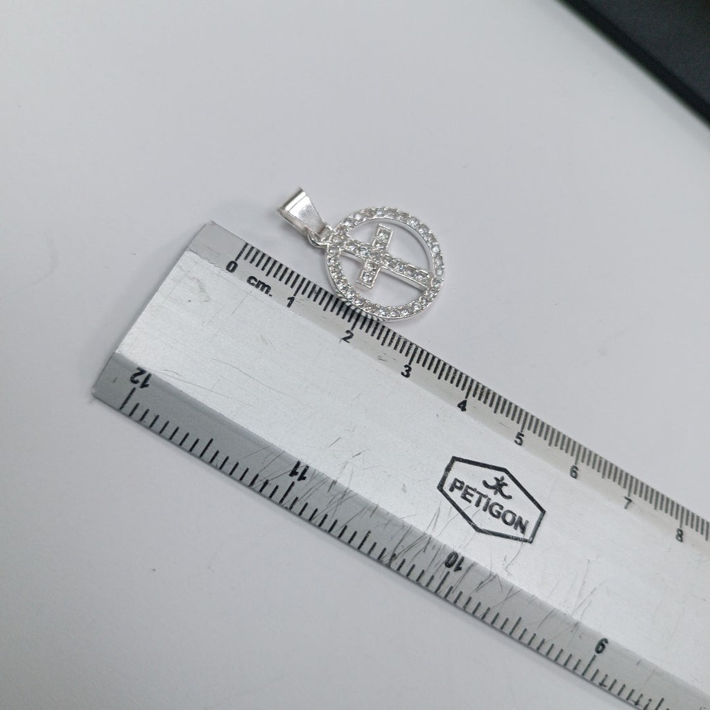 DIJE CRUZ C/CIRCONIAS PLATA .925 2.5 GR (NUEVO)