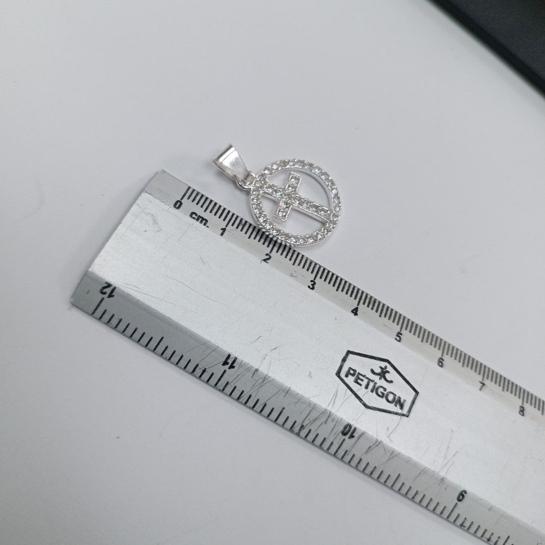 DIJE CRUZ C/CIRCONIAS PLATA .925 2.5 GR (NUEVO)