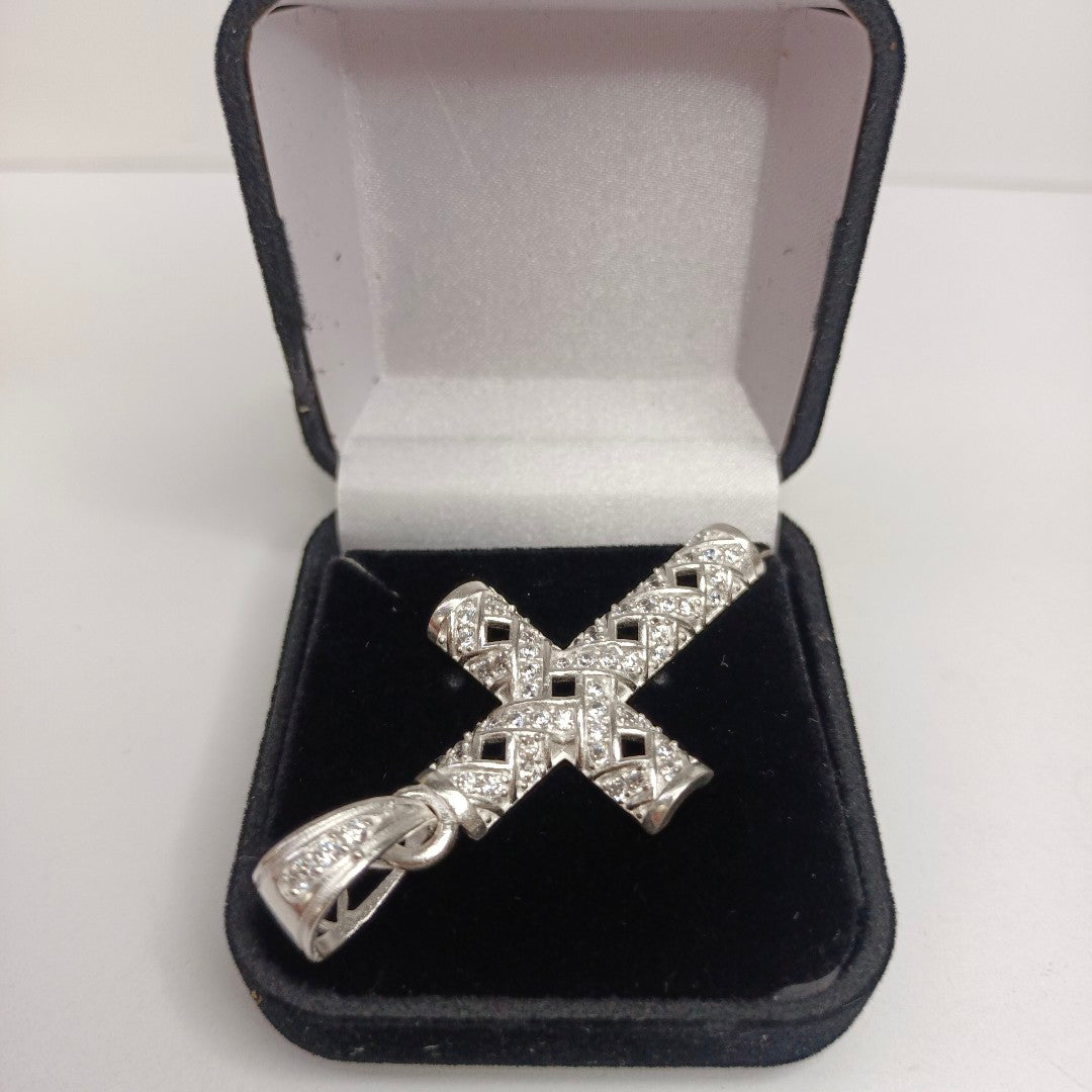 DIJE CRUZ C/CIRCONIAS PLATA .925 7.8 GR (NUEVO)
