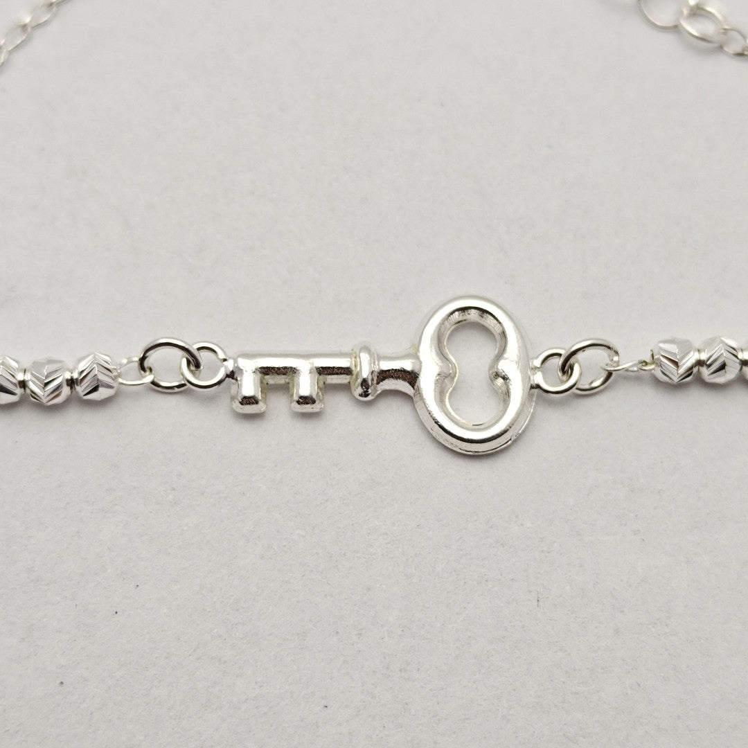 PULSERA TEJIDO LLAVE PLATA .925 18 CM 2.3 GR (NUEVO)