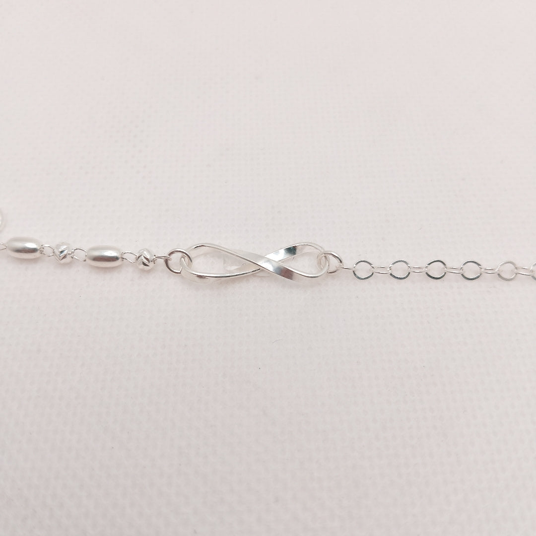 PULSERA TEJIDO INFINITO PLATA .925 18 CM 2.4 GR (NUEVO)