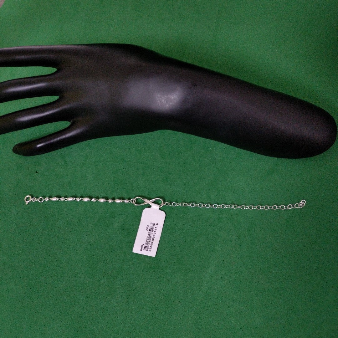 PULSERA TEJIDO INFINITO PLATA .925 18 CM 2.4 GR (NUEVO)