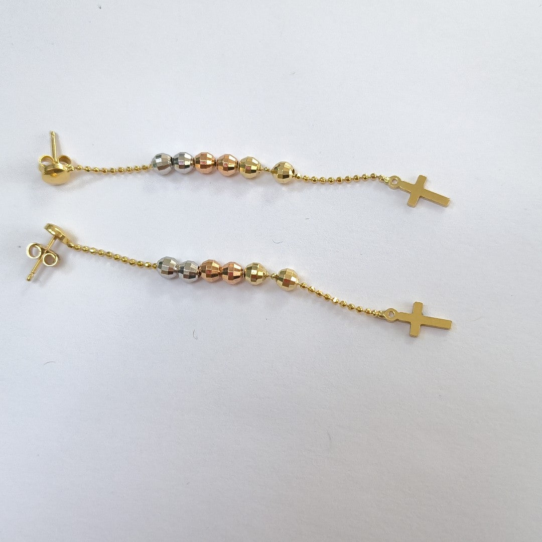 ARETES PAR ORO COMBINADO 14 K 3,60 GRMS (SEMINUEVO)