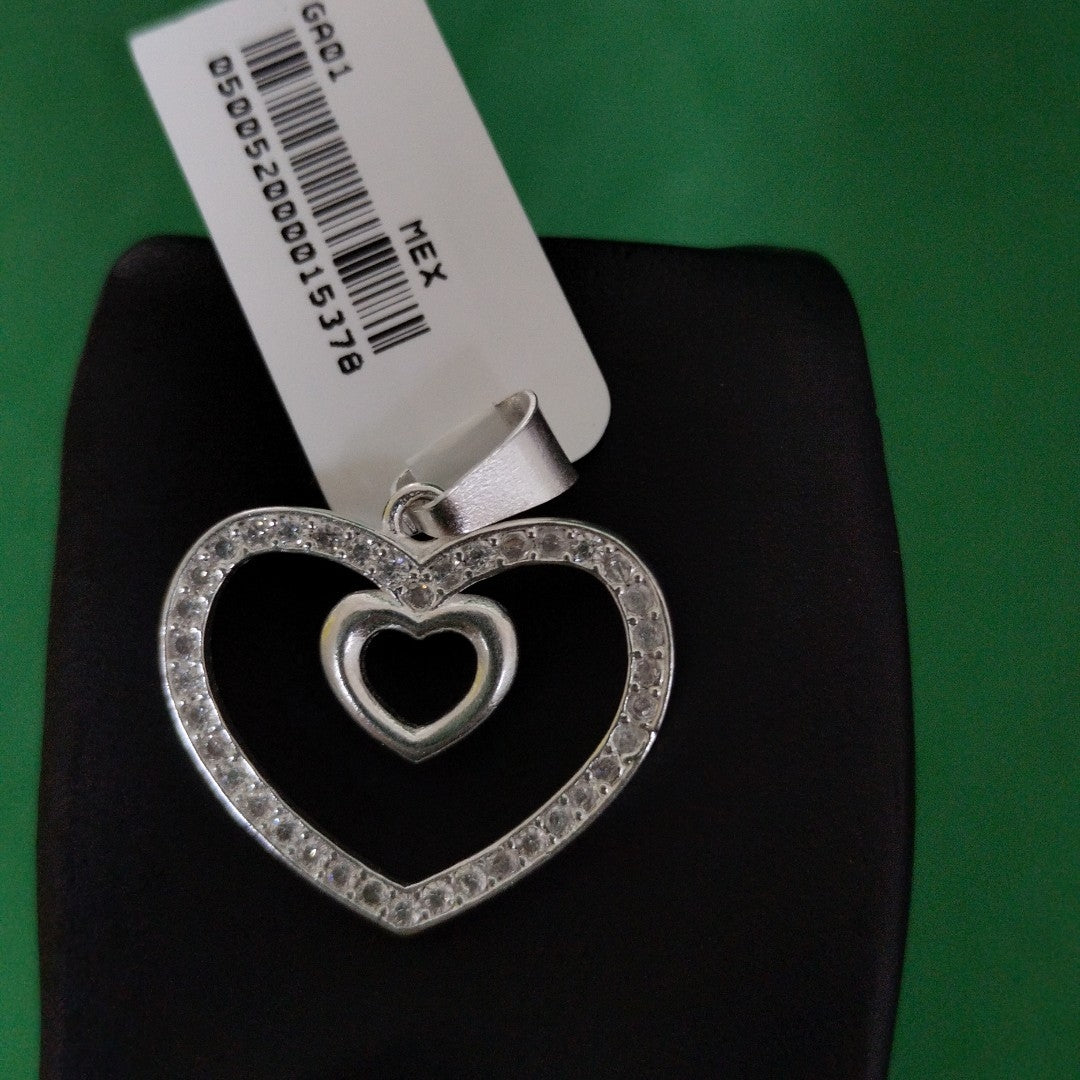 DIJE CORAZON C/CIRCONIAS PLATA .925 2.7 GR (NUEVO)