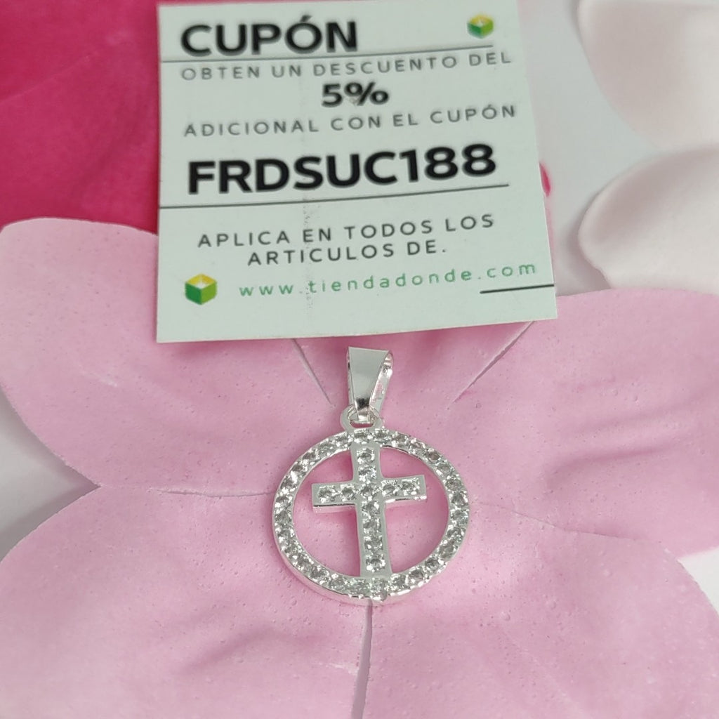 DIJE CRUZ C/CIRCONIAS PLATA .925 2.4 GR (NUEVO)