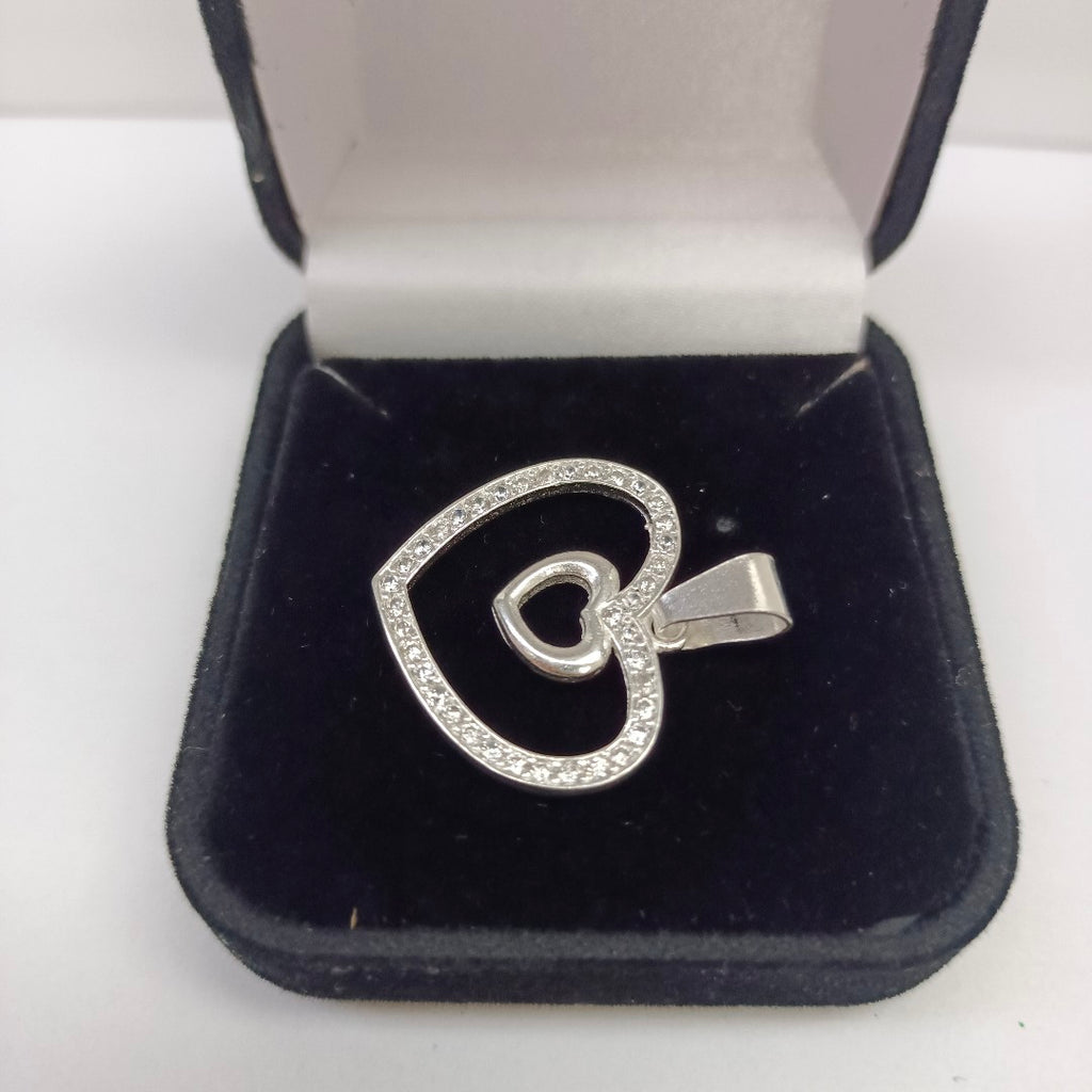 DIJE CORAZON C/CIRCONIAS PLATA .925 2.7 GR (NUEVO)