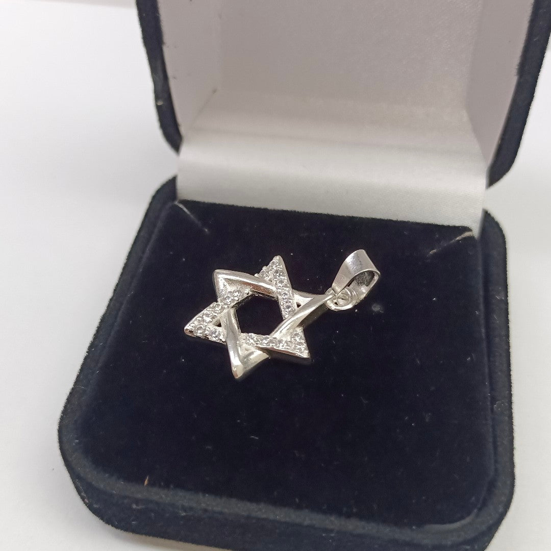 DIJE ESTRELLA DE DAVID C/CIRCONIAS PLATA .925 2.6 GR (NUEVO)