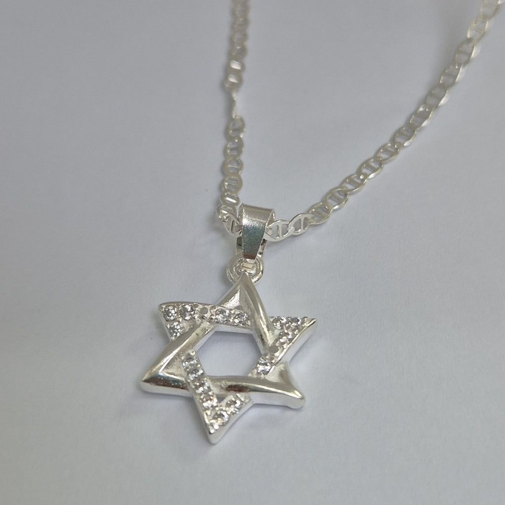 DIJE ESTRELLA DE DAVID C/CIRCONIAS PLATA .925 2.7 GR (NUEVO)