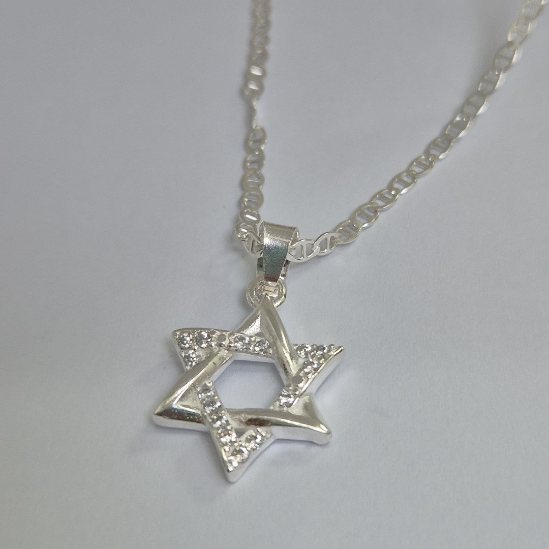 DIJE ESTRELLA DE DAVID C/CIRCONIAS PLATA .925 2.7 GR (NUEVO)