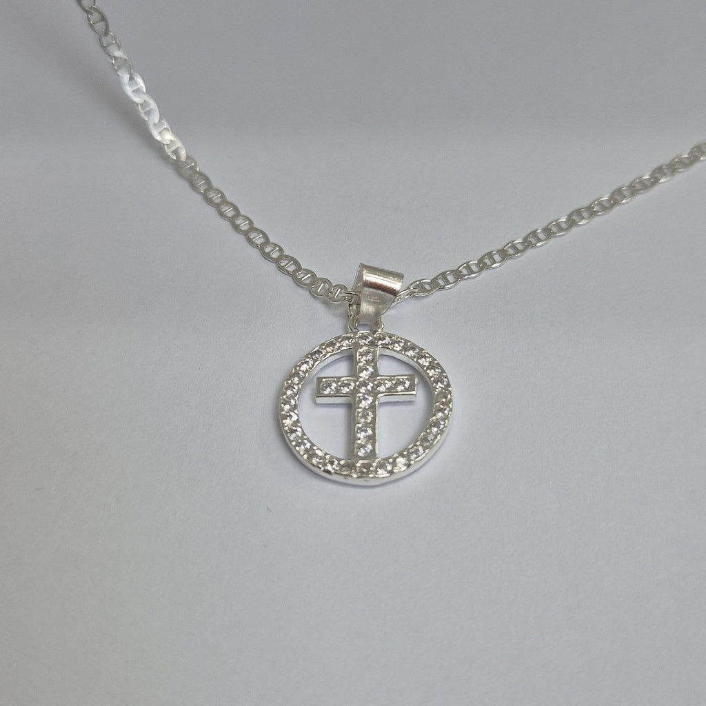 DIJE CRUZ C/CIRCONIAS PLATA .925 2.4 GR (NUEVO)