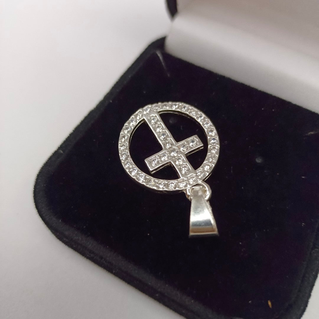 DIJE CRUZ C/CIRCONIAS PLATA .925 2.4 GR (NUEVO)