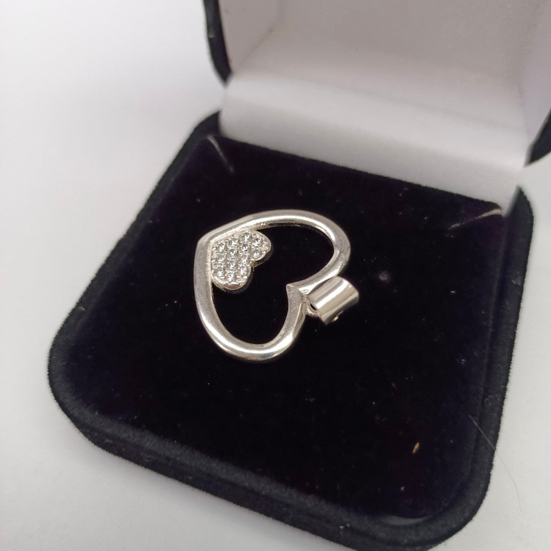 DIJE CORAZON C/CIRCONIAS PLATA .925 2.5 GR (NUEVO)