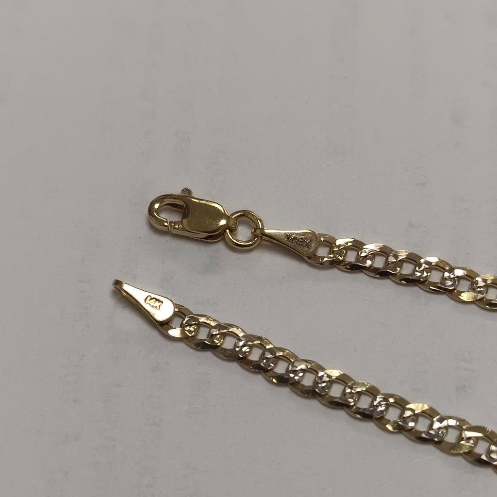 PULSERAS TEJIDO BARBADA DIAMANTADA ORO 14K 18 CM 3.1 GR (NUEVO)