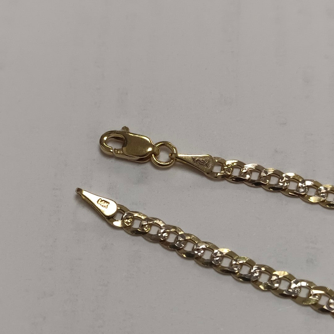 PULSERAS TEJIDO BARBADA DIAMANTADA ORO 14K 18 CM 3.1 GR (NUEVO)
