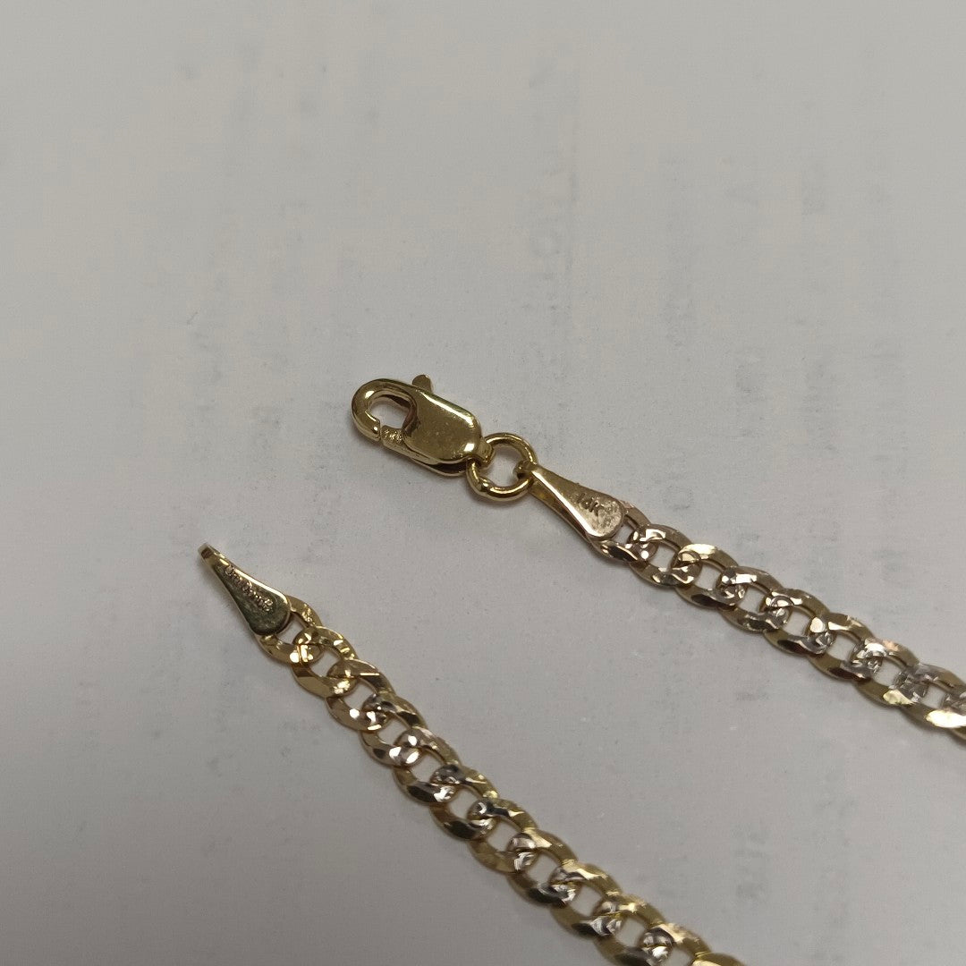 PULSERAS TEJIDO BARBADA DIAMANTADA ORO 14K 18 CM 3.1 GR (NUEVO)