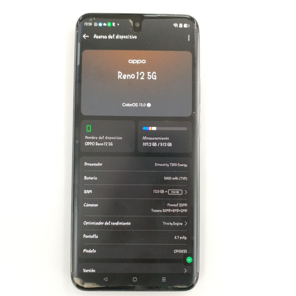 CELULAR OPPO   RENO12 5G CPH2625 (2024) 512 GB 12 GB RAM (SEMINUEVO)