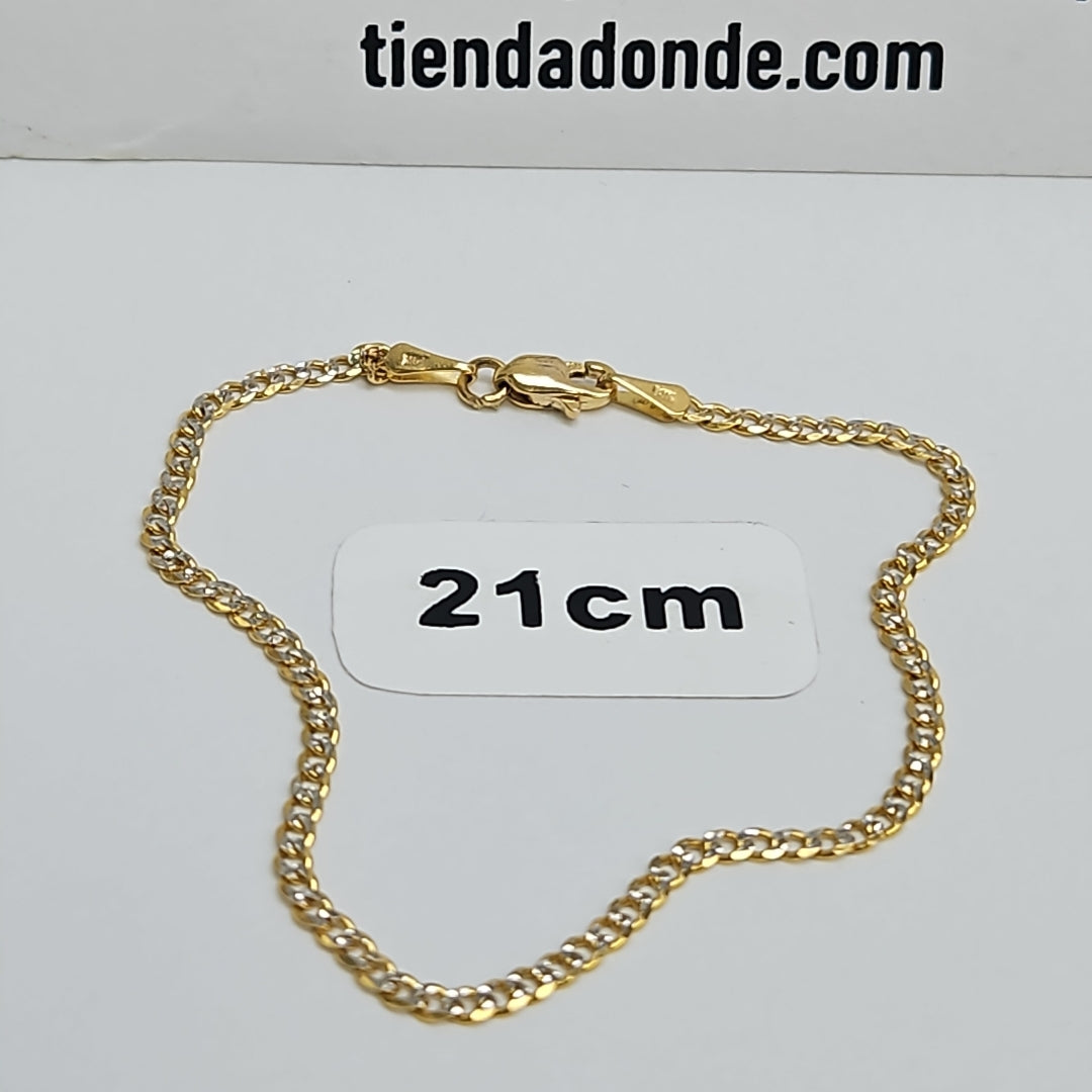 PULSERAS BARBADA DIAMANTADA ORO 14K 18 CM 2.5 GR (NUEVO)