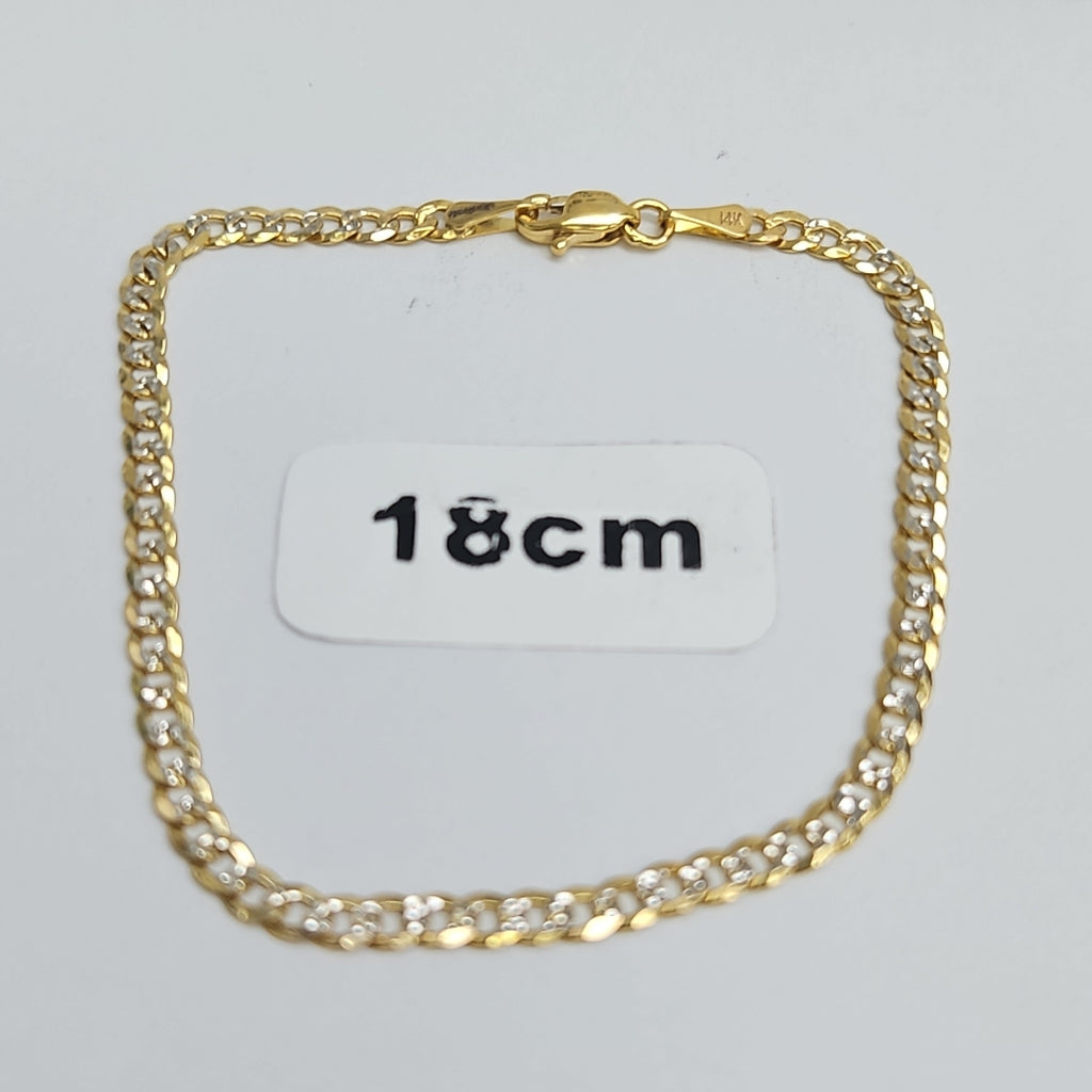 PULSERAS TEJIDO BARBADA DIAMANTADA ORO 14K 18 CM 3.1 GR (NUEVO)