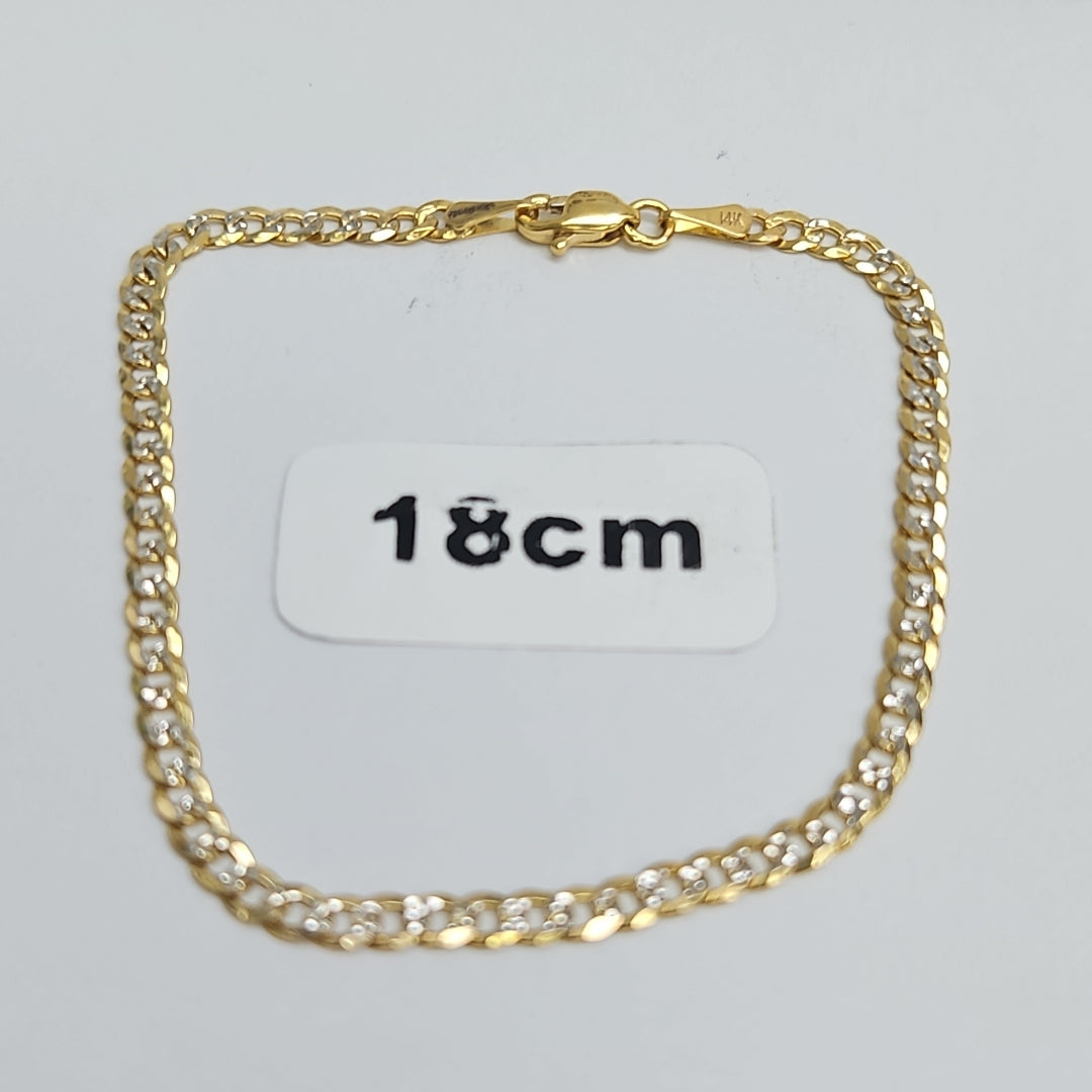 PULSERAS TEJIDO BARBADA DIAMANTADA ORO 14K 18 CM 3.1 GR (NUEVO)