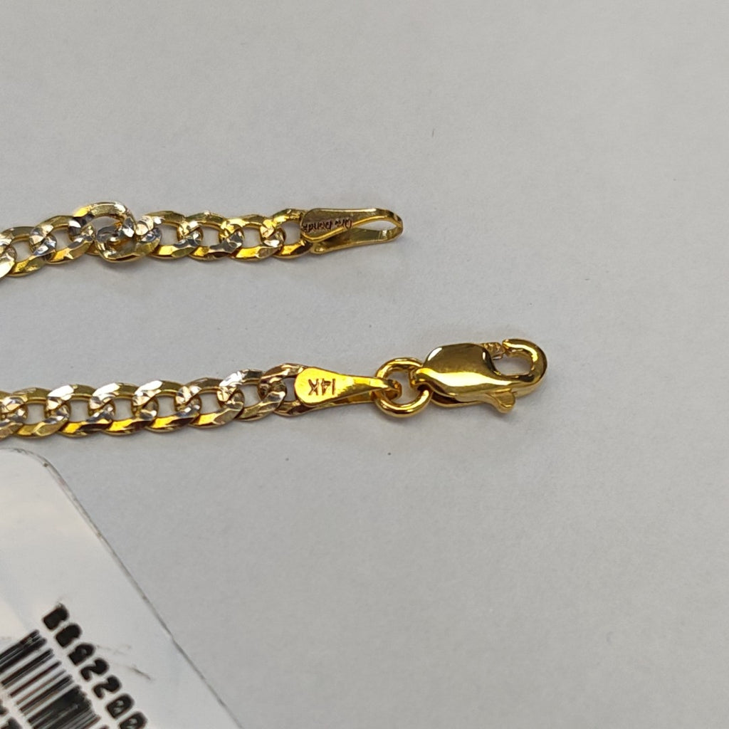 PULSERAS TEJIDO BARBADA DIAMANTADA ORO 14K 18 CM 3.1 GR (NUEVO)